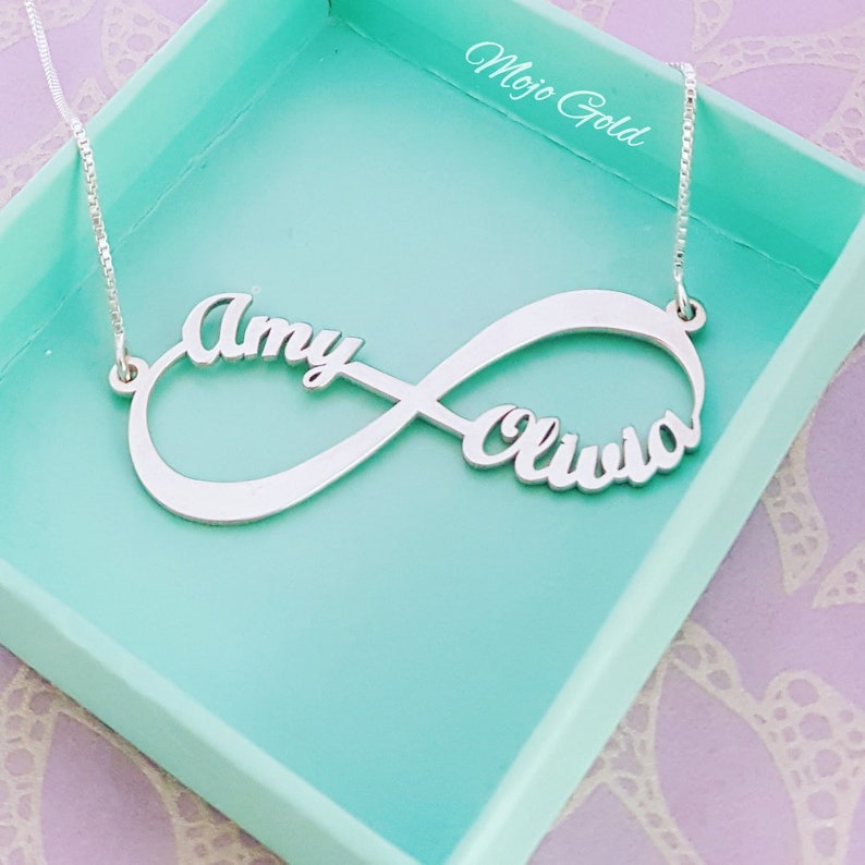 Infinity Sign Jewelry 2 Name Silver Infinity Name Necklace