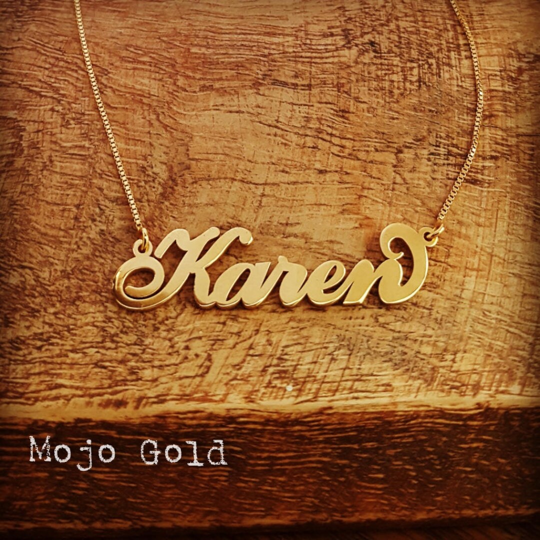Gold Name Necklace My Name Necklace Any Name Necklace 14K Yellow Gold