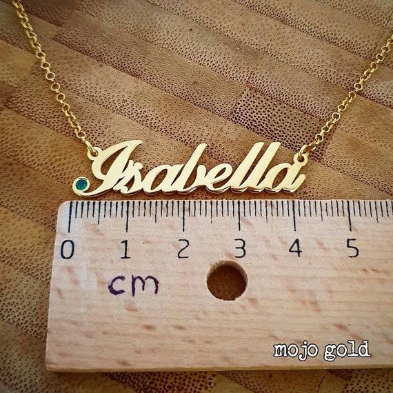 Isabela 18K Gold Plated Name Necklace Isabella Birthstone Name