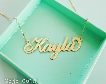 Womens Christmas Gift/Womens Personalized Necklace/Womans Name Necklace/18K Gold Plated Name Necklace and Chain/Kayla Necklace/Birthday Gift