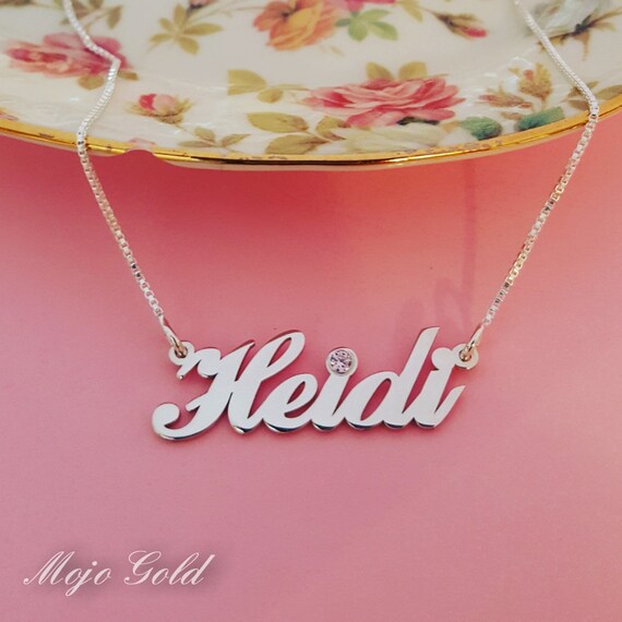 Silver Name Necklace Birthstone Jewelry 