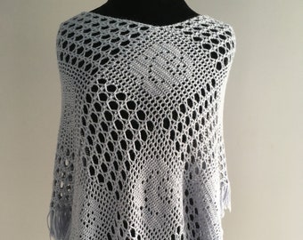 Summer Light Weight Knitted Poncho, Handmade Poncho