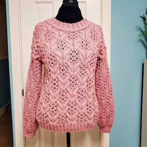 Women&#39;s Knitted Sweater, Handmade Sweater - Pink