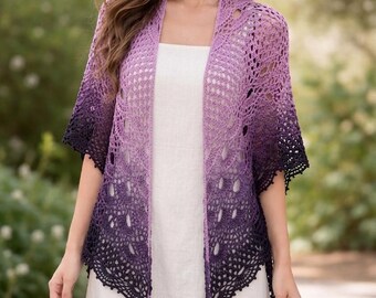 Knitted shawl, Beach Cover Up, Knitted Poncho, Women Poncho, 100% Organic Cotton