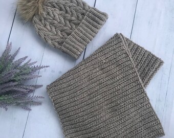 Women's Knitted Hat and Scarf / Infinity Scarf