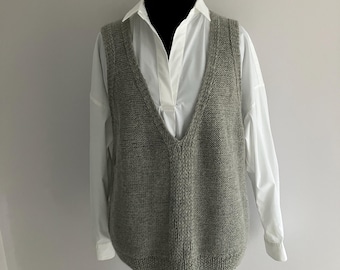 Knitted Women's Vest, Handmade Vest, 100% Alpaca Wool - Size: L/XL