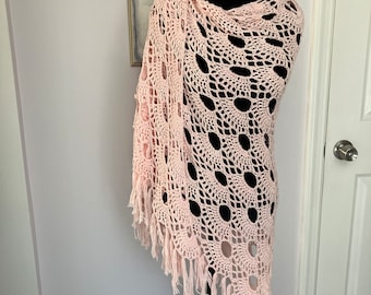 Wedding shawl, Crochet wrap, Bridal cover up, Summer shawl, Cotton bride shawl with fringes, Lase evening shawl, Gift for mom