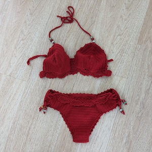 Crochet swimsuit, Crochet swimwear, Crochet bikini, Bathing suits, Red bikini, Festival Lingerie