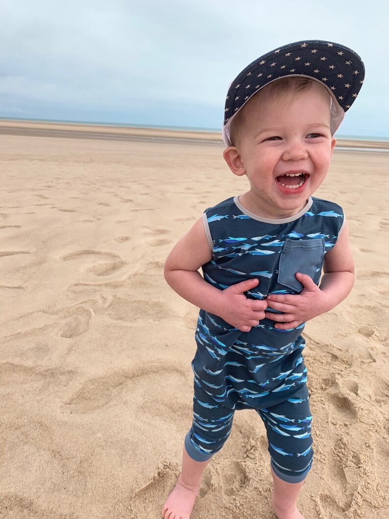 Summer coming home outfit Toddler whale tank romper Baby whale tank romper Boy summer outfit