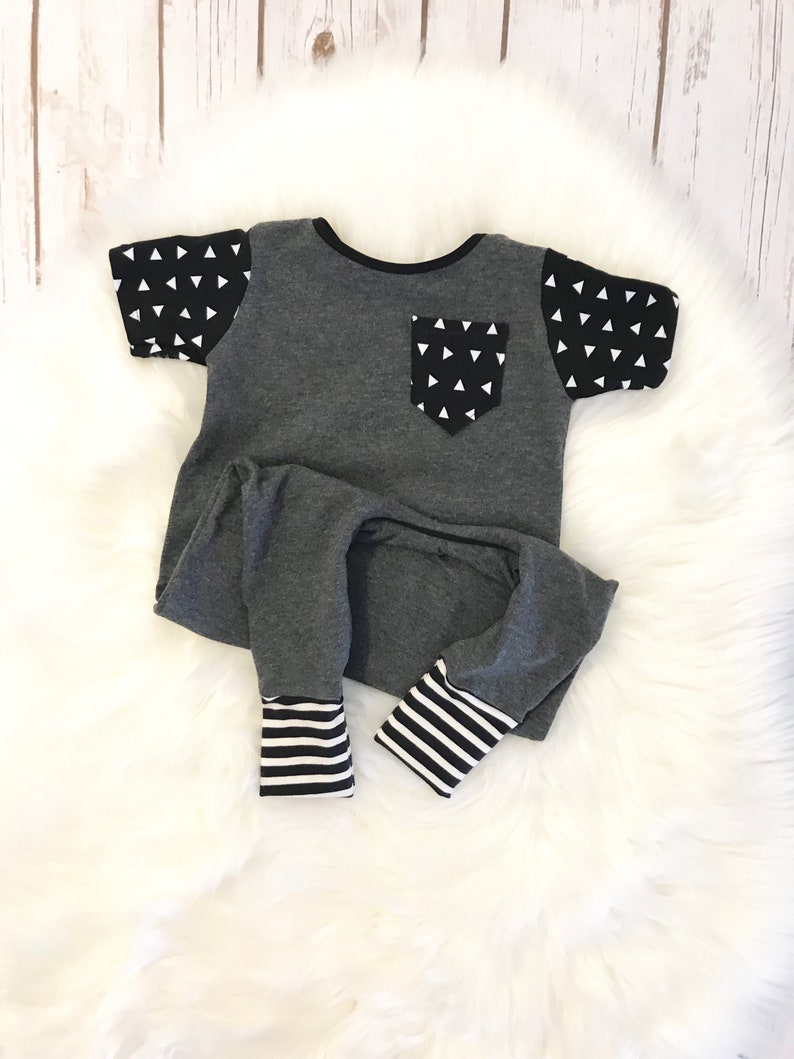 Baby charcoal grey romper Baby boy coming home hospital outfit Toddler charcoal grey romper