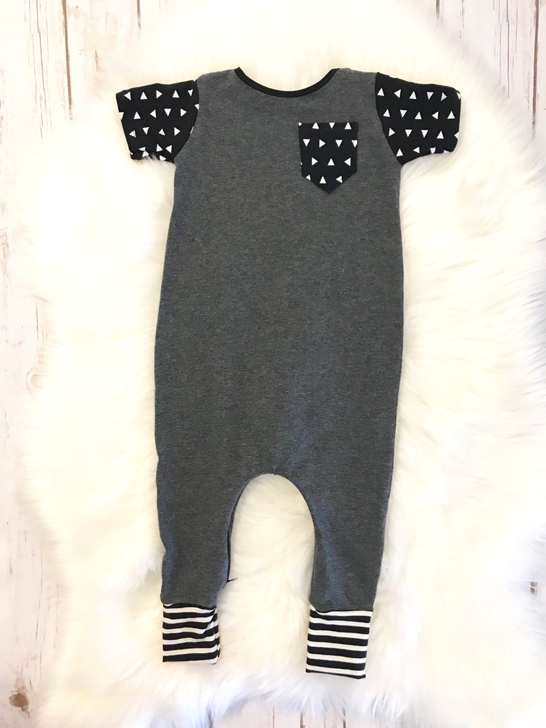 Baby charcoal grey romper Baby boy coming home hospital outfit Toddler charcoal grey romper