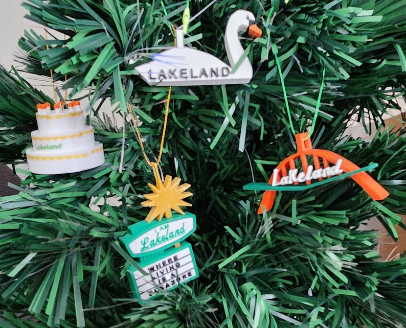 Set of 4 Lakeland, Florida Christmas Tree Ornaments