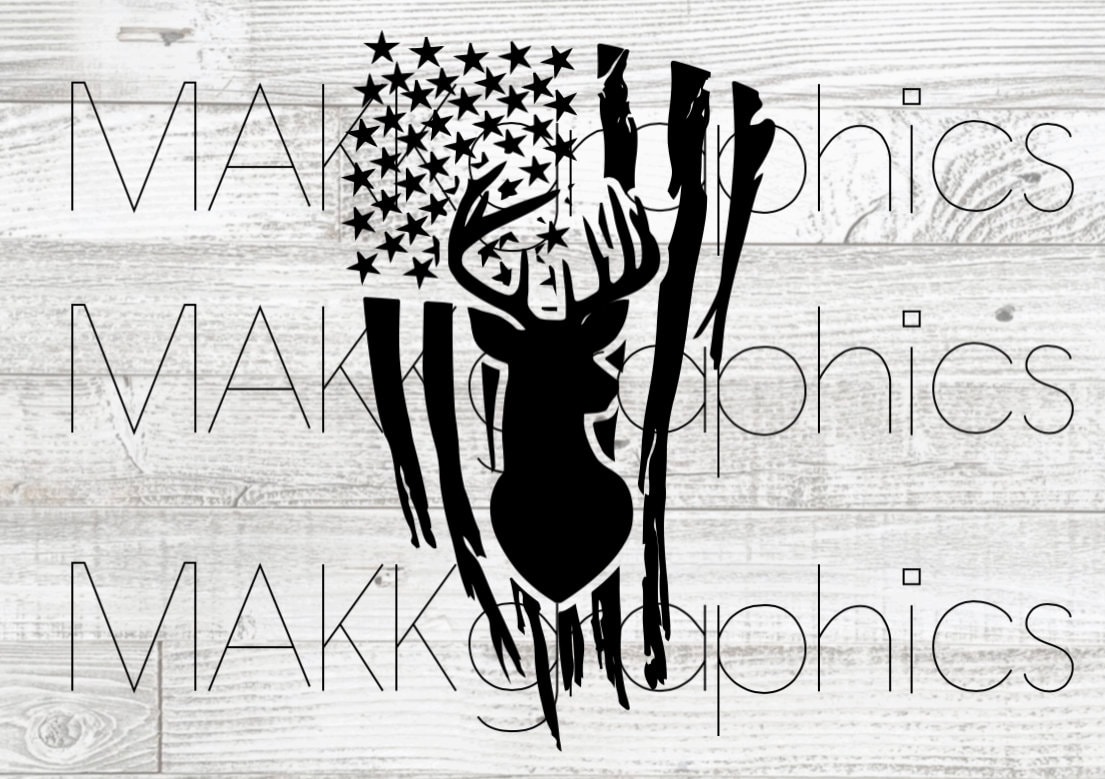 Distressed Deer Flag SVG
