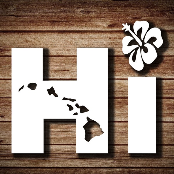 Hawaii Islands | Hibiscus Flower | Hawaiian Hi | Die-cut Decal Sticker