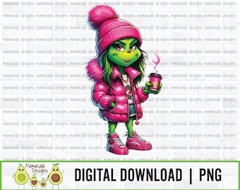 Cute Grinc Girl, Boujee Grinc, Grinc Inspired Waterslide | DIGITAL DOWNLOAD | Hi-Res PNG | Sublimation | Waterslide