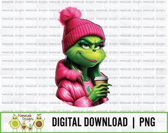Cute Grinc Girl, Cozy Grinc, Boujee Grinc Inspired Waterslide | DIGITAL DOWNLOAD | Hi-Res PNG | Sublimation | Waterslide