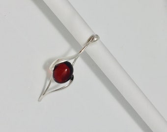 Red Amber Pendant,Bernstein,Everyday Women Jewelry,Birthday Stone,Silver and Amber Jewelry,Souvenir Amber Stone,Long Baltic Amber Pendant,