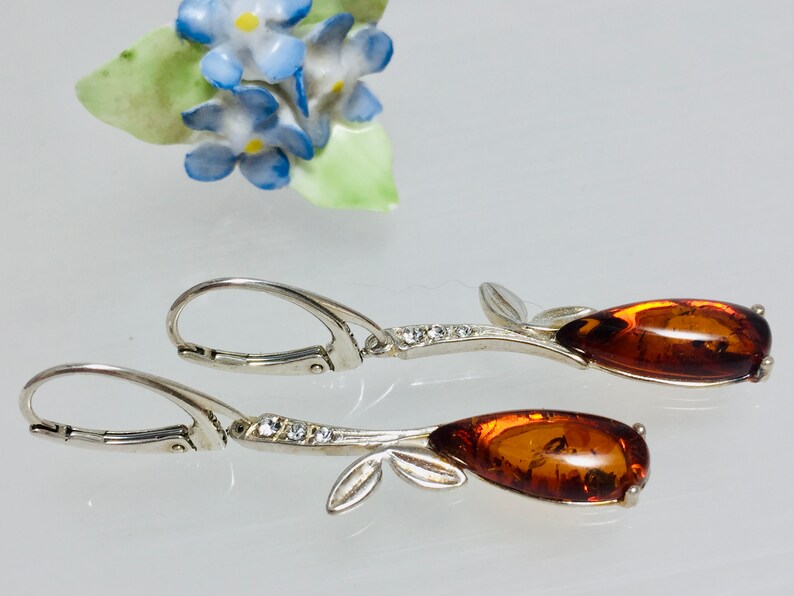 Amber Gift Dangle Baltic Amber Earrings,Teardrop Amber Earrings,Silver Earrings,Bernstein Earrings Amber and Silver Earrings,Amber Jewelry