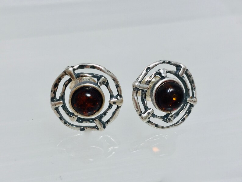 Stud Baltic Amber Earrings,Round Amber Earrings,Amber and Silver Jewelry,Bernstein Stud Earrings,Small Amber Earrings,Bernstein Jewelry,Gift