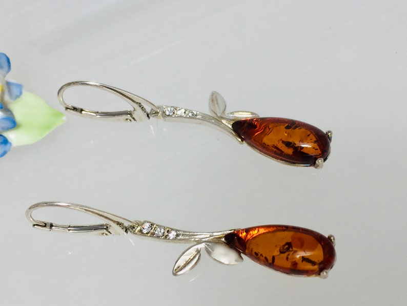 Amber Gift Dangle Baltic Amber Earrings,Teardrop Amber Earrings,Silver Earrings,Bernstein Earrings Amber and Silver Earrings,Amber Jewelry