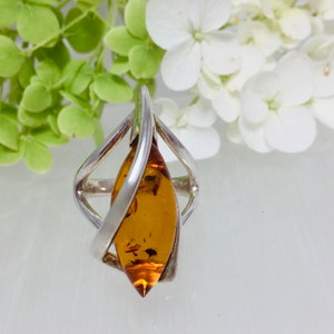 Large Baltic Amber Ring,Cognac Cocktail Ring,Marquise Amber Ring,Natural Baltic Amber Ring,Bernstein Ring, Jeweller  Amber  ,