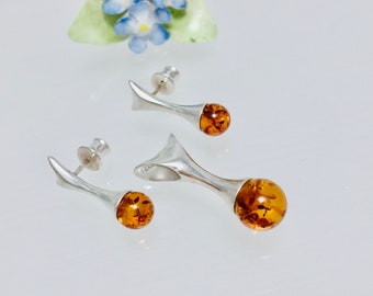 Baltische barnsteen sieradensets, barnsteen oorknopjes, bijpassende barnsteen oorbellen en hanger, Bernstein oorbellen, barnsteen en zilveren sieraden, Bernstein cadeau