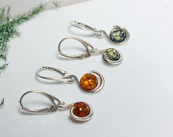 Baltic Amber Earrings,Silver Earrings,Dangle Amber Earrings,Bernstein,Amber Stone,Green Amber Stone Earrings,Small Amber Earrings,Amber Gift