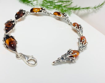 Baltic Amber Bracelet,Amber Stone,Bernstein,Silver Bracelet,Unique Amber Jewellery,Unisex Amber Jewelry,Stylish Amber Bracelet,Amber Gift