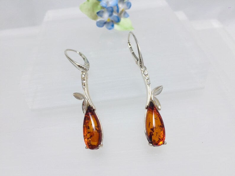Amber Gift Dangle Baltic Amber Earrings,Teardrop Amber Earrings,Silver Earrings,Bernstein Earrings Amber and Silver Earrings,Amber Jewelry