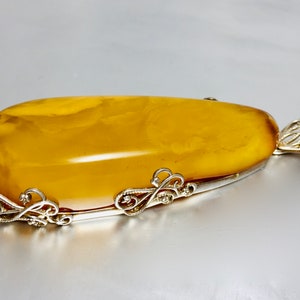One Of A Kind Big  Butterscotch Amber Pendant ,Luxury Amber Jewelry,Bernstein Yellow Pendant,Real Natural Baltic Amber, Vintage Pendant