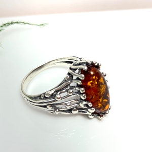 Baltic Amber Ring,Handmade Amber and Silver Ring,Red Amber Ring,Yellow Amber Ring,Green Amber Ring,Amber Stone, Bernstein,Unique Amber Ring