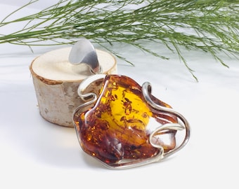 Großer Bernstein Anhänger,Bernstein,Rohbernstein Halskette,Frauen Bernstein Anhänger,Silber und Bernstein Anhänger,Edelstein Schmuck,Souvenir Bernstein Stein,Amber