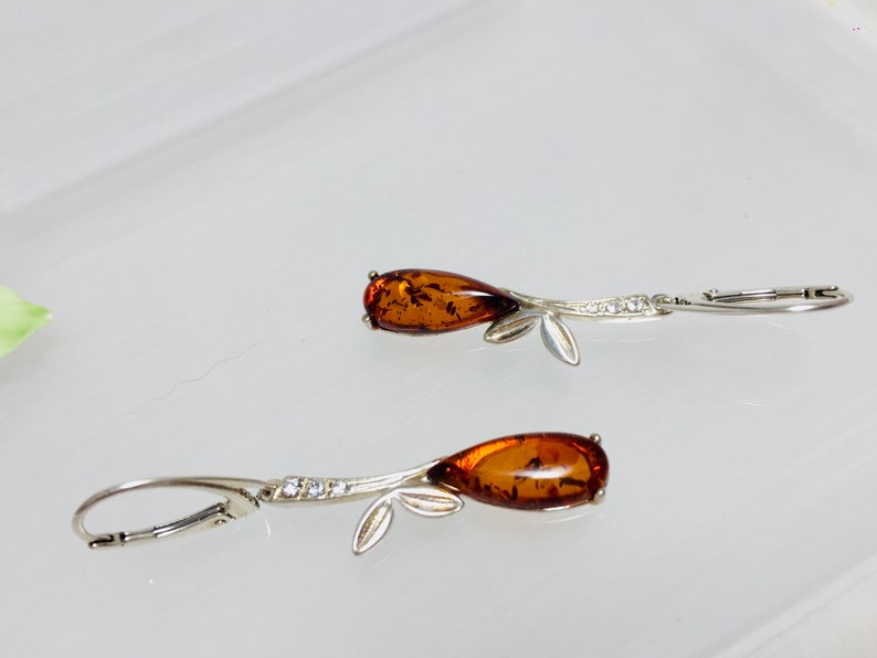 Amber Gift Dangle Baltic Amber Earrings,Teardrop Amber Earrings,Silver Earrings,Bernstein Earrings Amber and Silver Earrings,Amber Jewelry