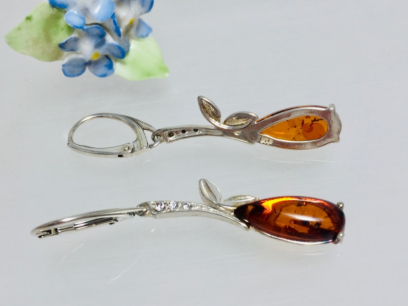 Amber Gift Dangle Baltic Amber Earrings,Teardrop Amber Earrings,Silver Earrings,Bernstein Earrings Amber and Silver Earrings,Amber Jewelry