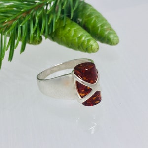 BalticAmber Ring,Silver and Amber Ring,Bernstein,Amber Stone,Tube Amber Ring,Silver Ring,Dainty Amber Ring,Cylindric Amber Ring,Amber Gift