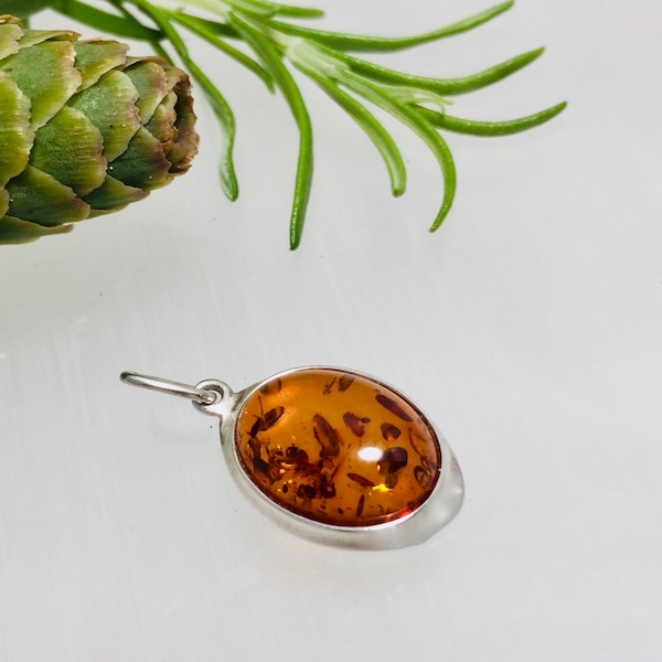 Colgante de ámbar báltico, Bernstein, piedra de ámbar, colgante ovalado de ámbar, joyería de ámbar, colgante de plata, joyería de ámbar unisex, ámbar y plata, regalo de ámbar