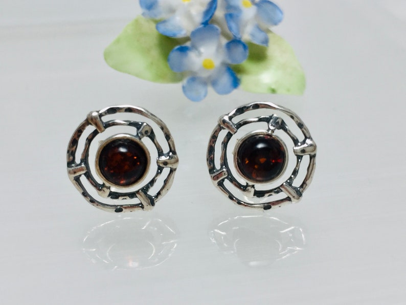 Stud Baltic Amber Earrings,Round Amber Earrings,Amber and Silver Jewelry,Bernstein Stud Earrings,Small Amber Earrings,Bernstein Jewelry,Gift