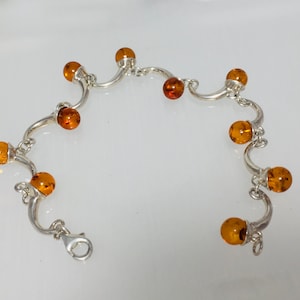 natuurlijke Baltische amber armband, amber link armband, amber en zilver, ronde amber stenen armband, Bernstein, vrouwen sieraden, unieke amber cadeau
