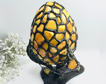 Baltic Amber Egg,Bernstein,Amber and Brass Egg for Collection,Yellow Amber Stone ,Amber Egg Gift,Amber Objects for Home ,Amber Souvenir,
