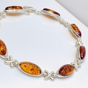 Baltische Amber Armband, Vierkante Amber Armband, Bernstein, Zilveren Armband, Marquise Amber Stone Armband, Klassieke Sieraden, Vrouwen Armband, AmberGift