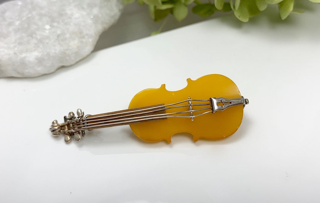 Handmade Amber Violin Pendant Necklace - Perfect Gift for Musicians Gift  Idea
