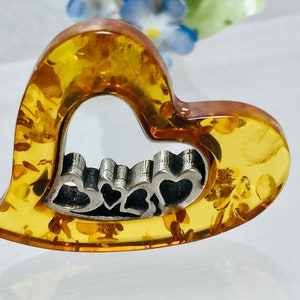 Big Amber Heart Pendant,Stylish Amber and Silver Heart Pendant,Bernstein Heart Pendant,Unique Amber Jewelry,Amber Gift ,Bernstein Jewelry,