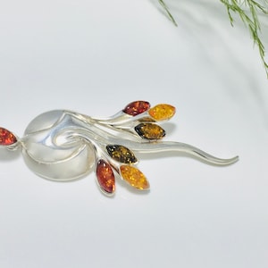 Multicolor Baltic Amber Pendant,Bernstein,Long Silver and Amber Pendant,Women Amber Jewelry,Souvenir Amber,Gemstone Jewelry,Women Pendant