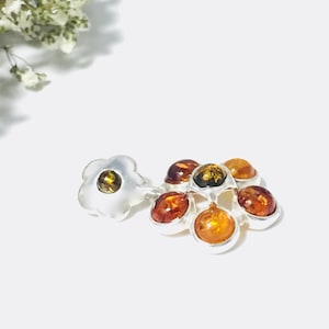 Flower Amber Pendant,Bernstein,Multicolor Amber Stone Pendant,Silver and Amber Pendant,Women Jewelry,Charm Amber Pendant,Gemstone Jewelry