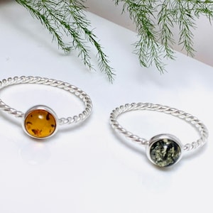 Baltic Amber Ring,Bernstein,Silver Rope Ring,Dainty Amber Ring,Amber and Silver,Amber Gift,Engagement Ring,WomenAmber Ring,Green Amber Stone