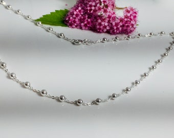 Silver thin Necklace, Silver Chain Balls ,Everyday Silver Jewelry,Women silver Silver Chain,Essentials collection Jewelry,Silver Gift,
