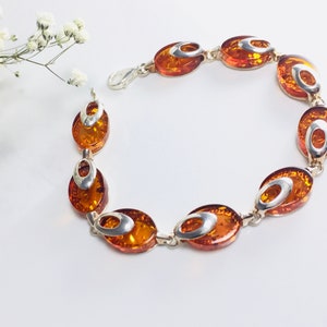 Echte Baltische Amber Armband, Bernstein, Oval Amber Stone Armband, Vrouwen Sieraden, Klassieke Amber Sieraden, Amber Gift, Amber en Zilver, Sieraden