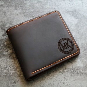 Personalized engraved genuine leather wallet bifold wallet for men mens gift boyfriend gift groomsmen gift fathers gift Christmas gift