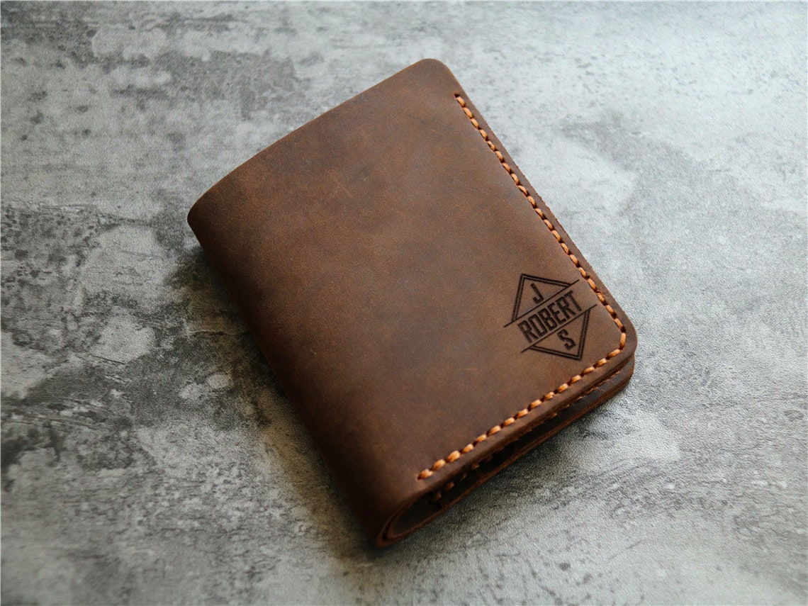 Personalized Engraved Mens Wallet Genuine Leather Wallet for Men Mens