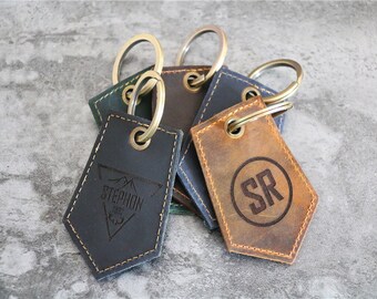 Personalized Leather Keychain Custom Leather Keychain key holder key hooks Key Fob Key ring Fathers Gift Keychian for Men